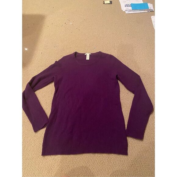 White+Warren Cashmere Plum Purple Sweater size LARGE - Picture 1 of 3